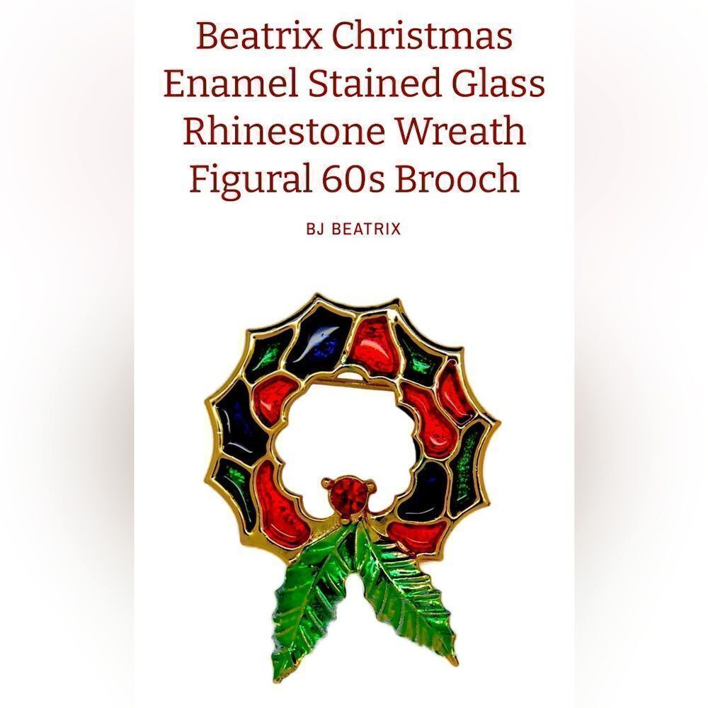 Brand New Condition Beatrix Stained glass/Enamel Christmas Brooch
